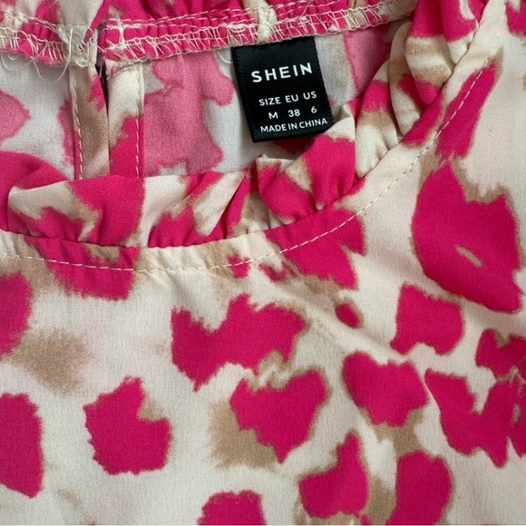 SHEIN Pink and White Leopard Print Shirt Size Medium excellent condition - Picture 3 of 3